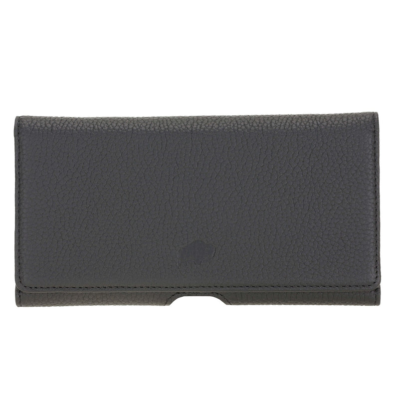 Rook Universal Leather Phone Holster with Belt Loop for 6.1" Phones, Pebble Black - BlackBrook Case