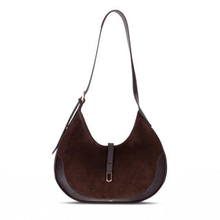Rosa Leather Women's Bag, Suede Brown - BlackBrook Case
