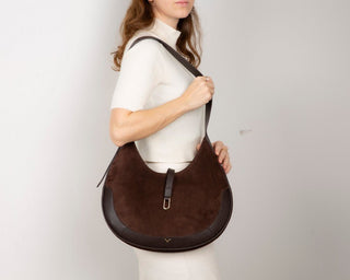 Rosa Leather Women's Bag, Suede Brown - BlackBrook Case