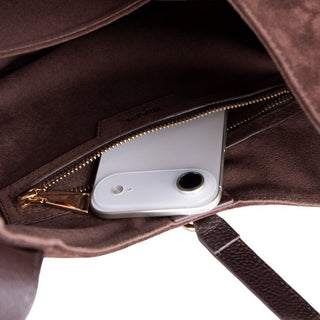 Rosa Leather Women's Bag, Suede Brown - BlackBrook Case