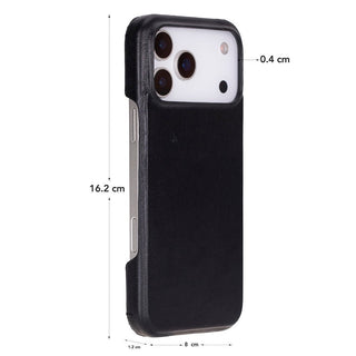Rowen SlimShield Leather Case – iPhone 17 Pro Max, Rustic Black - UnBranded