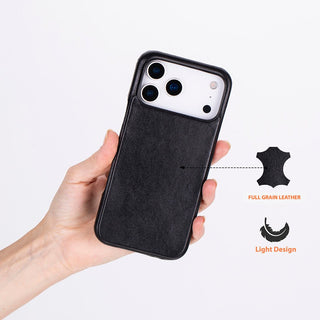 Rowen SlimShield Leather Case – iPhone 17 Pro Max, Rustic Black - UnBranded