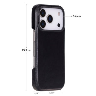 Rowen SlimShield Leather Case – iPhone 17 Pro, Rustic Black - UnBranded