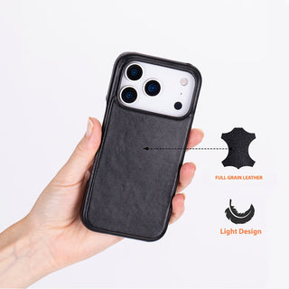 Rowen SlimShield Leather Case – iPhone 17 Pro, Rustic Black - UnBranded
