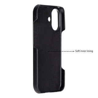 Rowen SlimShield Leather Case – iPhone 17, Rustic Black - UnBranded