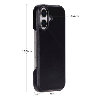 Rowen SlimShield Leather Case – iPhone 17, Rustic Black - UnBranded