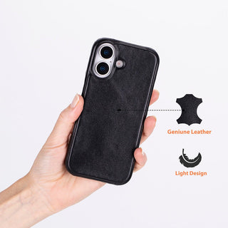 Rowen SlimShield Leather Case – iPhone 17, Rustic Black - UnBranded