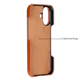 Rowen SlimShield Leather Case – iPhone 17, Rustic Tan - UnBranded