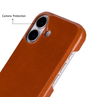 Rowen SlimShield Leather Case – iPhone 17, Rustic Tan - UnBranded