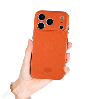 Ryker Leather MagSafe Case - iPhone 17 Pro, Pebble Orange - BlackBrook Case