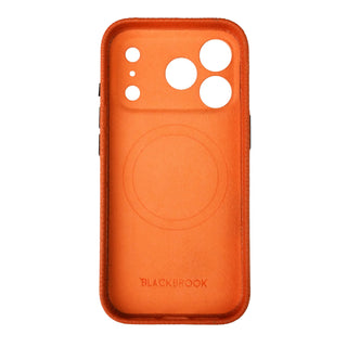 Ryker Leather MagSafe Case - iPhone 17 Pro, Pebble Orange - BlackBrook Case