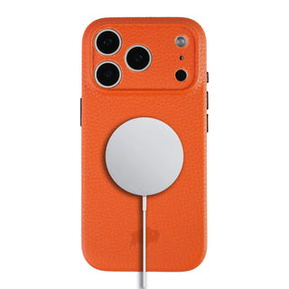 Ryker Leather MagSafe Case - iPhone 17 Pro, Pebble Orange - BlackBrook Case