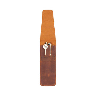 Seta Leather Pen Pouch for 2, Saddle Brown - BlackBrook Case