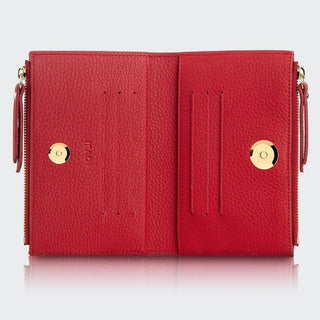 Siena Women’s Two-Pocket Leather Wallet – Mapi Edition, Red - Mapi