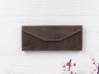 Smart Leather Glasses Case, Brown - UnBranded