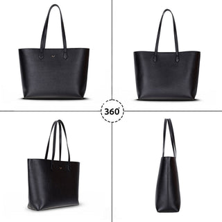 Solea Leather Women's Tote Bag, Black - BlackBrook Case