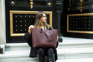 Solea Leather Women's Tote Bag, Burgundy - BlackBrook Case