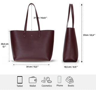Solea Leather Women's Tote Bag, Burgundy - BlackBrook Case