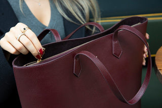 Solea Leather Women's Tote Bag, Burgundy - BlackBrook Case