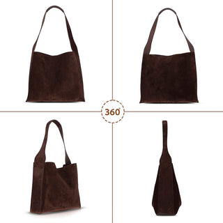 Stella Leather Women's Tote Bag, Suede Brown - BlackBrook Case