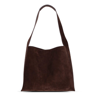 Stella Leather Women's Tote Bag, Suede Brown - BlackBrook Case