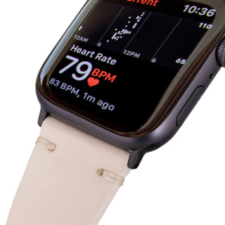 Sutton Leather Band for Apple Watch 46mm, Beige, Black Hardware - BlackBrook Case