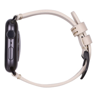 Sutton Leather Band for Apple Watch 46mm, Beige, Black Hardware - BlackBrook Case