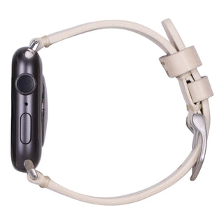 Sutton Leather Band for Apple Watch 46mm, Beige, Silver Hardware - BlackBrook Case