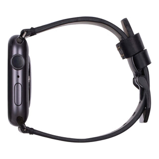Sutton Leather Band for Apple Watch 46mm, Black, Black Hardware - BlackBrook Case