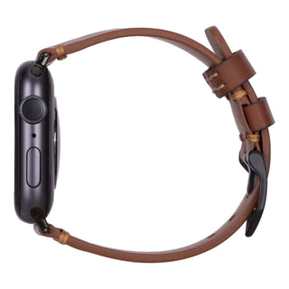 Sutton Leather Band for Apple Watch 46mm, Brown, Black Hardware - BlackBrook Case