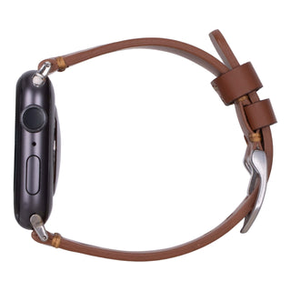 Sutton Leather Band for Apple Watch 46mm, Brown, Silver Hardware - BlackBrook Case