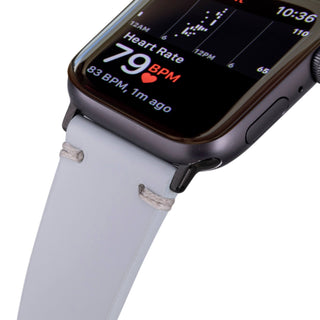 Sutton Leather Band for Apple Watch 46mm, Ice Blue, Black Hardware - BlackBrook Case