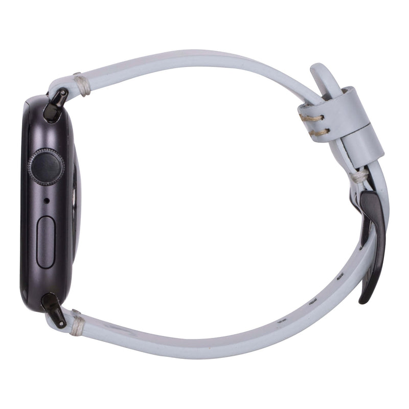 Sutton Leather Band for Apple Watch 46mm, Ice Blue, Black Hardware - BlackBrook Case