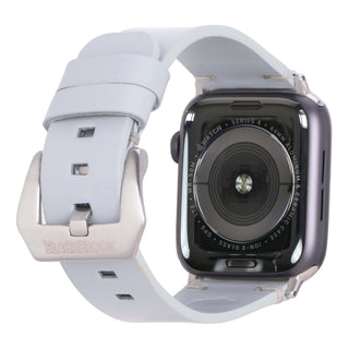 Sutton Leather Band for Apple Watch 46mm, Ice Blue, Silver Hardware - BlackBrook Case