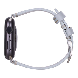 Sutton Leather Band for Apple Watch 46mm, Ice Blue, Silver Hardware - BlackBrook Case