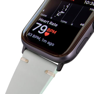Sutton Leather Band for Apple Watch 46mm, Light Green, Black Hardware - BlackBrook Case