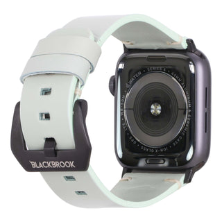 Sutton Leather Band for Apple Watch 46mm, Light Green, Black Hardware - BlackBrook Case