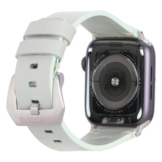 Sutton Leather Band for Apple Watch 46mm, Light Green, Silver Hardware - BlackBrook Case