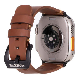 Sutton Leather Band for Apple Watch Ultra 49mm, Brown, Black Hardware - BlackBrook Case