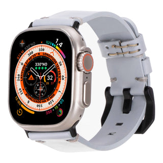 Sutton Leather Band for Apple Watch Ultra 49mm, Ice Blue, Black Hardware - BlackBrook Case