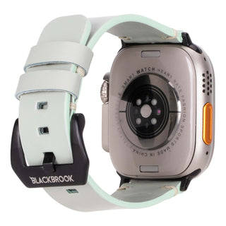 Sutton Leather Band for Apple Watch Ultra 49mm, Light Green, Black Hardware - BlackBrook Case