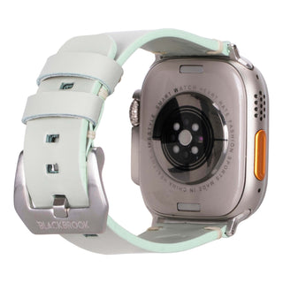 Sutton Leather Band for Apple Watch Ultra 49mm, Light Green, Silver Hardware - BlackBrook Case