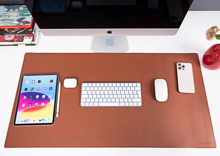 Sutton Leather Desk Mat, Large, Brown - BlackBrook Case