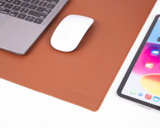 Sutton Leather Desk Mat, Small, Brown - BlackBrook Case