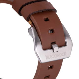 Sutton Modern Band for Apple Watch 44mm / 45mm, Brown, Silver Hardware - BlackBrook Case