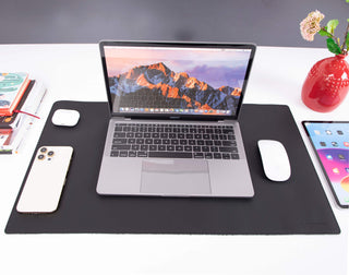 Sutton Leather Desk Mat, Small, Black