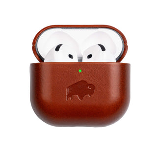 Taylor Leather AirPods 4 Case, Full Grain with Magnetic Cover, Burnished Tan - BlackBrook Case