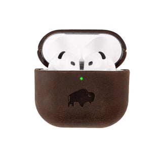 Taylor Leather AirPods 4 Case, Full Grain with Magnetic Cover, Distressed Coffee - BlackBrook Case