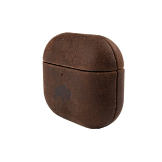 Taylor Leather AirPods 4 Case, Full Grain with Magnetic Cover, Distressed Coffee - BlackBrook Case