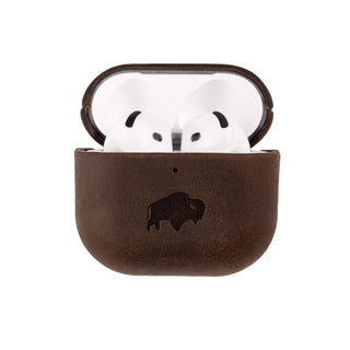 Taylor Leather AirPods 4 Case, Full Grain with Magnetic Cover, Distressed Coffee - BlackBrook Case